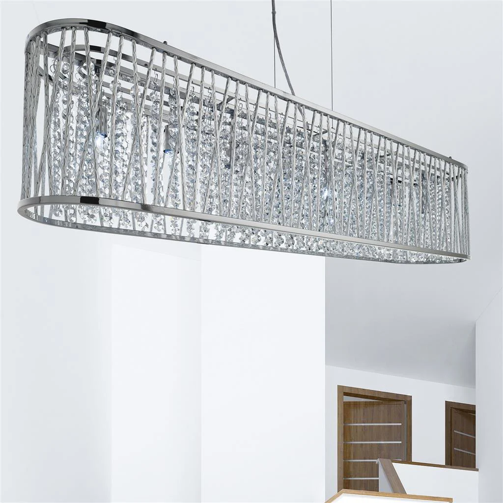 Elise 8Lt Kitchen Light - Chrome Metal & Clear Crystal - Image 4