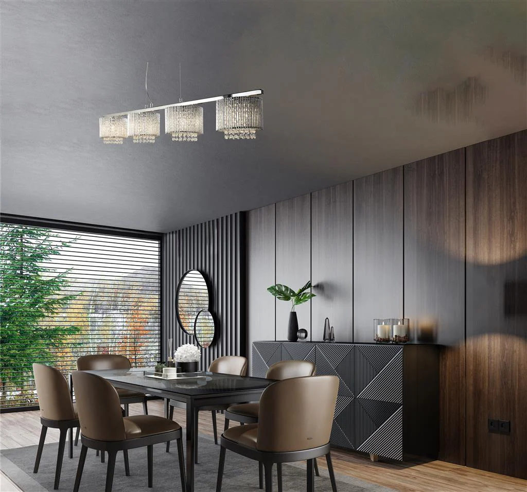 Elise II 4Lt Kitchen Light - Chrome Metal & Clear Crystal - Image 5