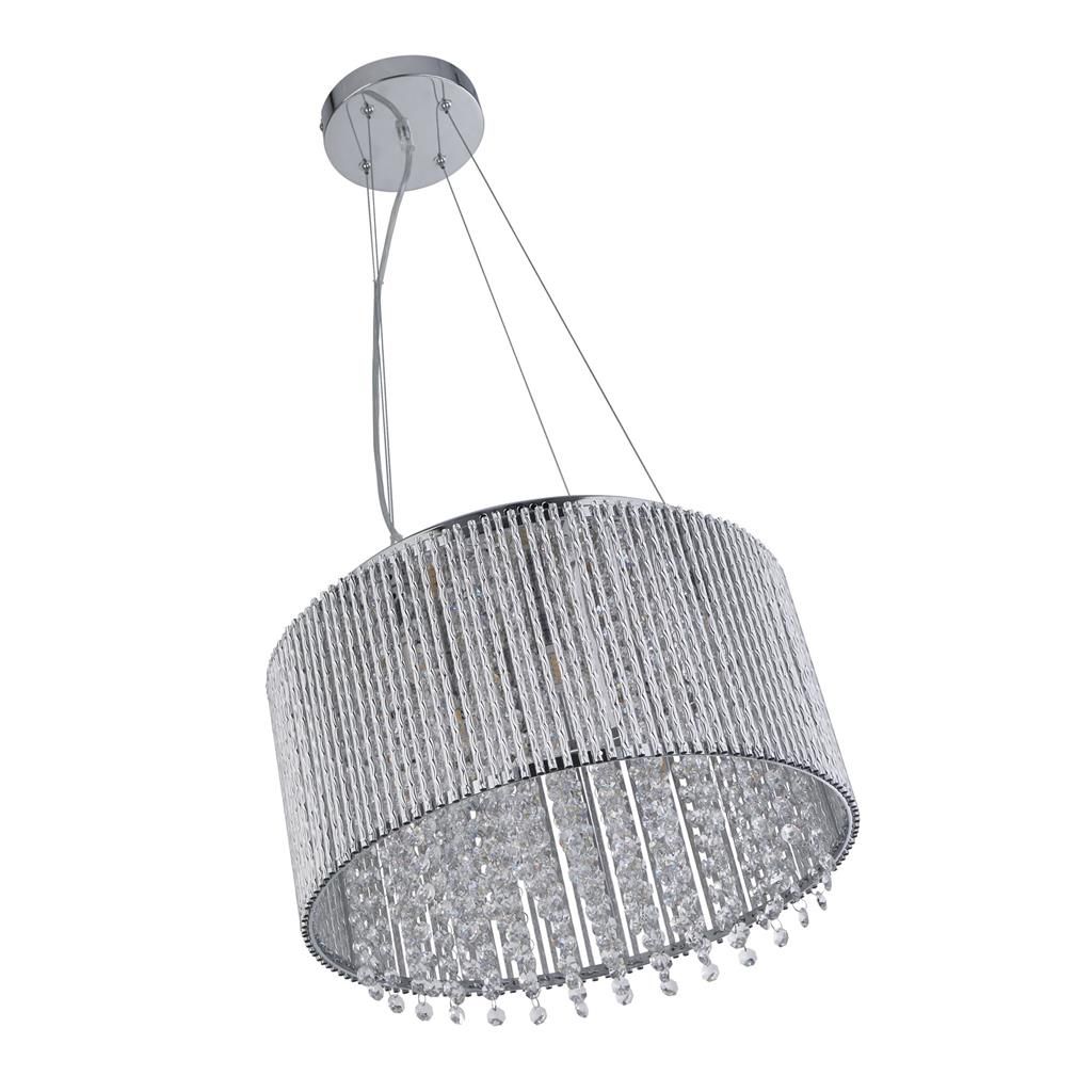Elise II 8Lt Pendant Ceiling Light - Chrome, Crystal Drops, Aluminium Tubes Finish - Image 2