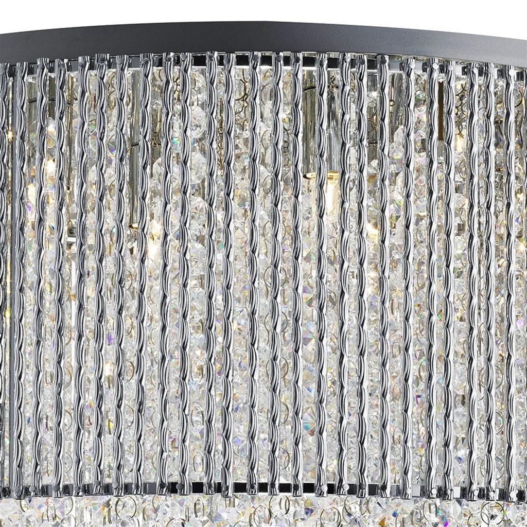 Elise II 8Lt Pendant Ceiling Light - Chrome, Crystal Drops, Aluminium Tubes Finish - Image 3