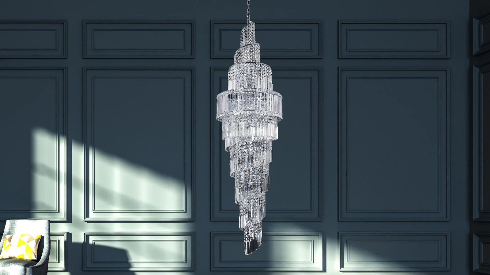 Elizabeth 19Lt/24Lt Crystal Pendant - Satin/Gold/Antique Brass/Polished Chrome - Image 4