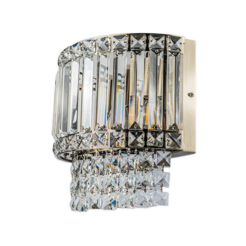 Isla 3 Light Wall Light Antique Brass/Polished Chrome with Crystal - Image 2