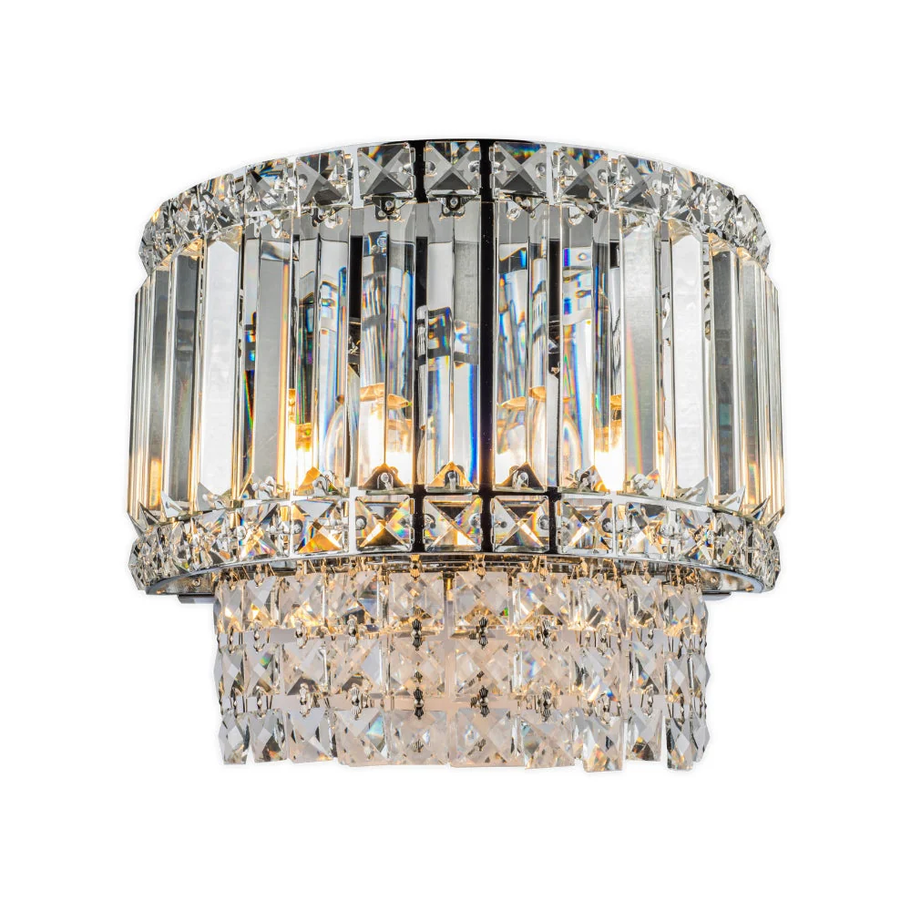 Isla 3 Light Wall Light Antique Brass/Polished Chrome with Crystal - Image 4