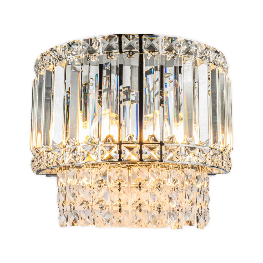 Isla 3 Light Wall Light Antique Brass/Polished Chrome with Crystal - Image 6