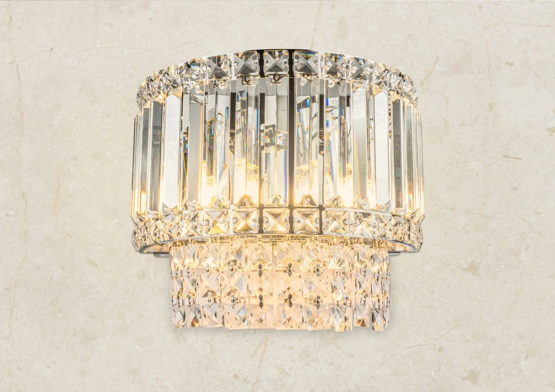 Isla 3 Light Wall Light Antique Brass/Polished Chrome with Crystal - Image 7