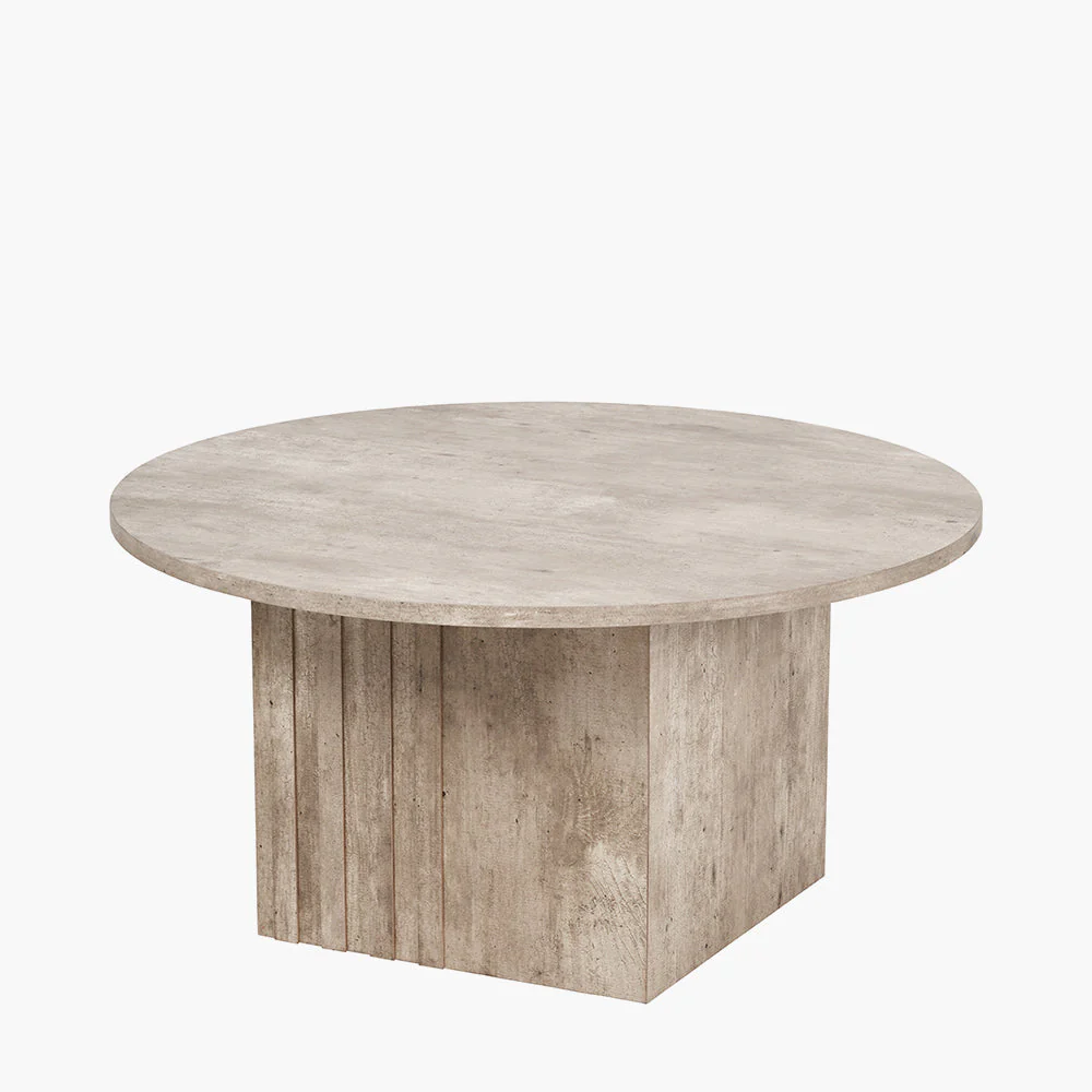 Elkton Concrete Effect Wood Veneer Groove Detail Coffee Table - Image 2