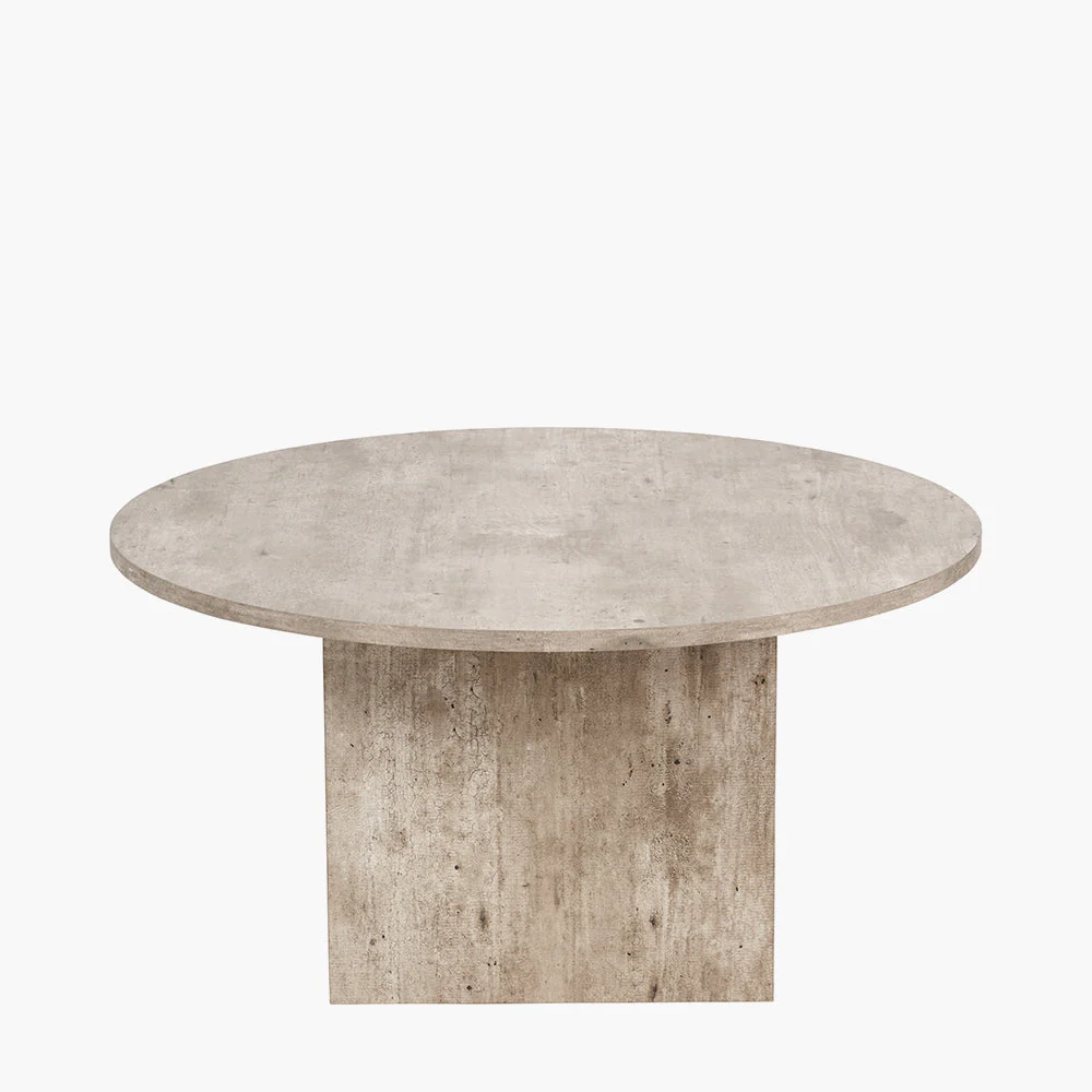 Elkton Concrete Effect Wood Veneer Groove Detail Coffee Table - Image 3