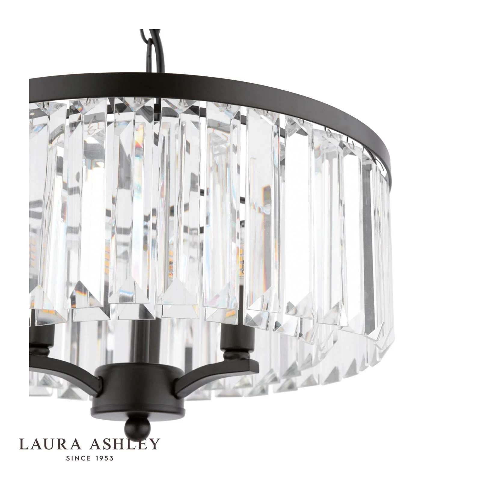 Elkwood 3 Light Pendant Crystal and Black - Image 2