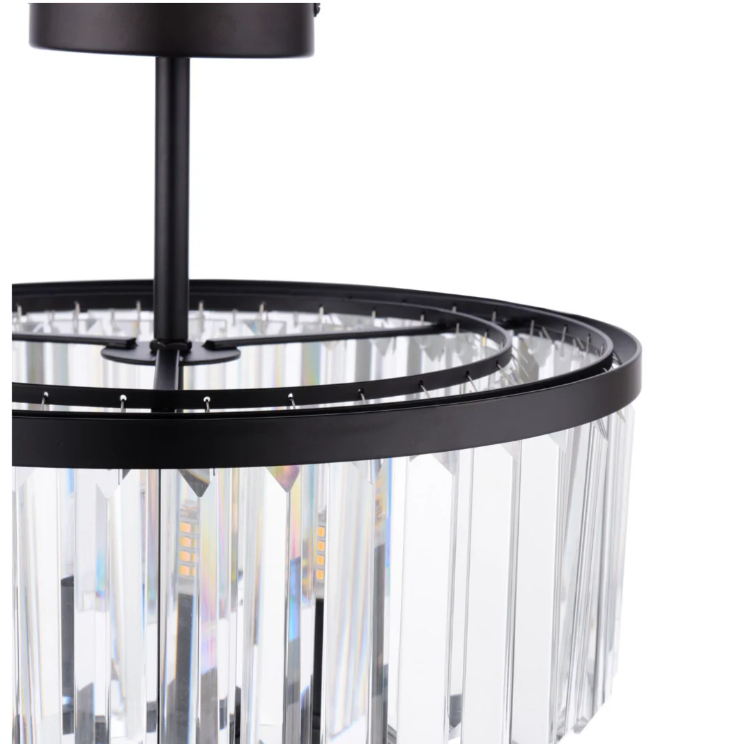 Elkwood 3 Light Semi Flush - Crystal and Black - Image 2