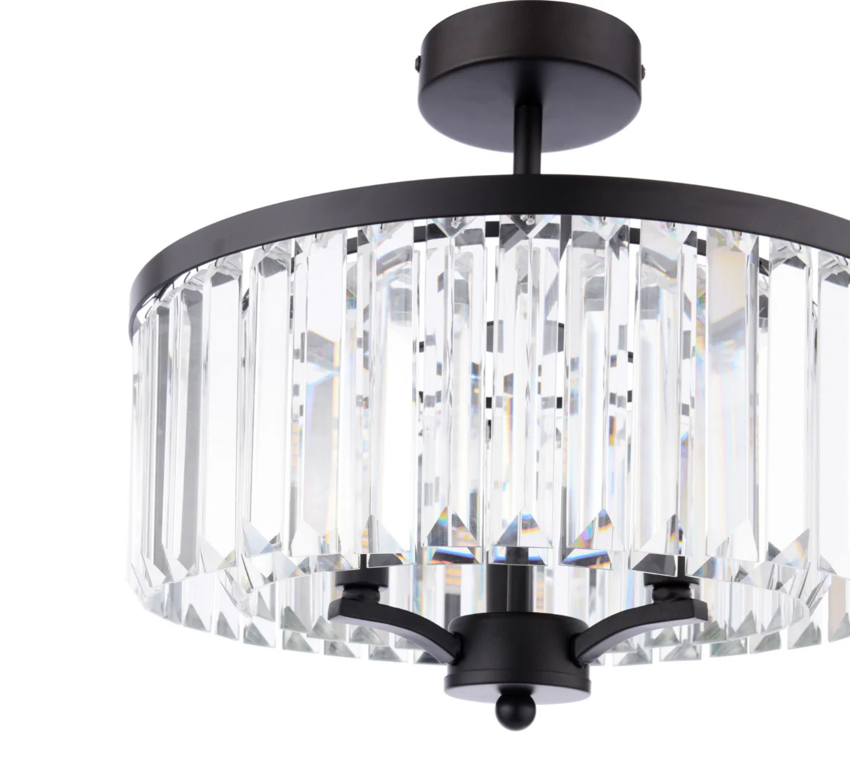 Elkwood 3 Light Semi Flush - Crystal and Black - Image 4