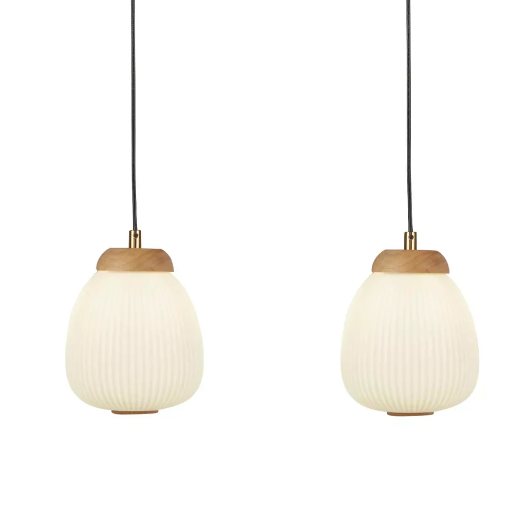 Ella 3Lt Pendant - Black Metal & Opal Ribbed Glass - Image 4