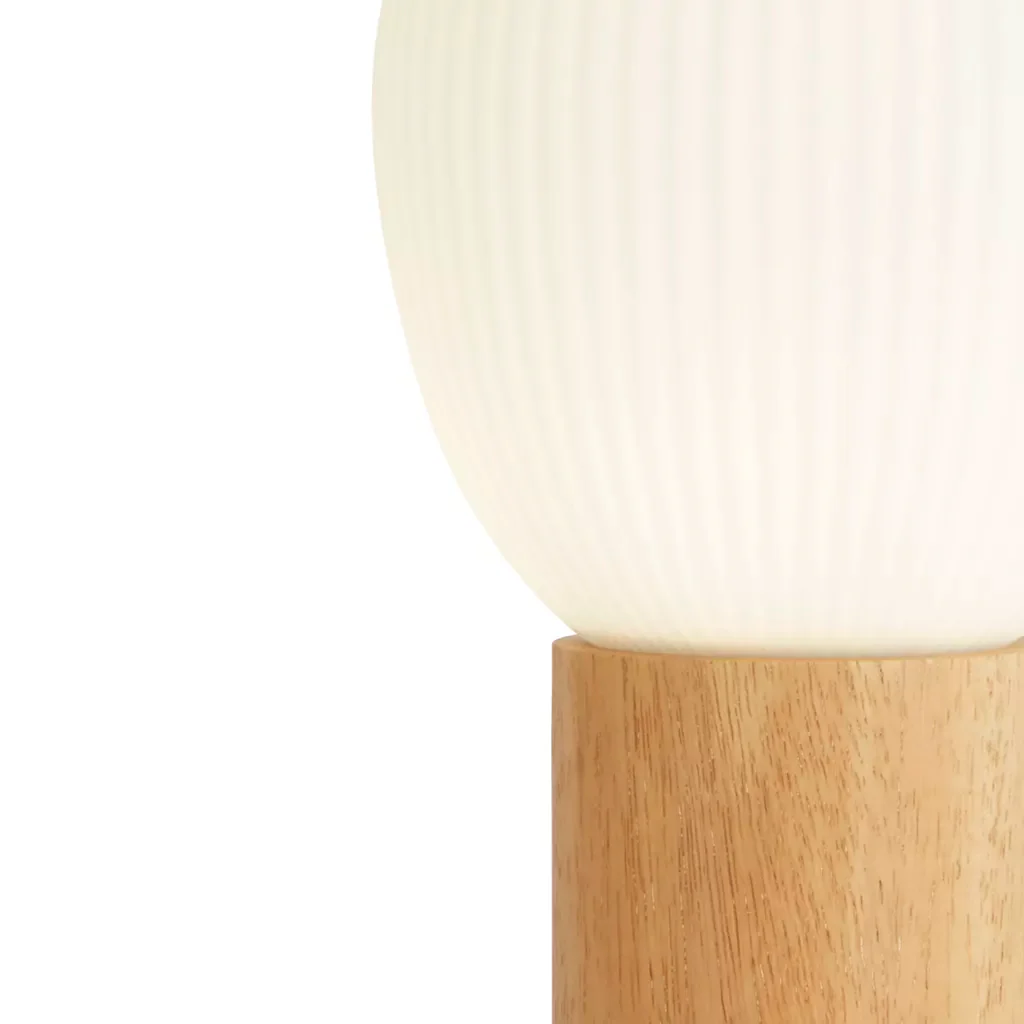 Ella Table Lamp - Wood & Opal Ribbed Glass - Image 2