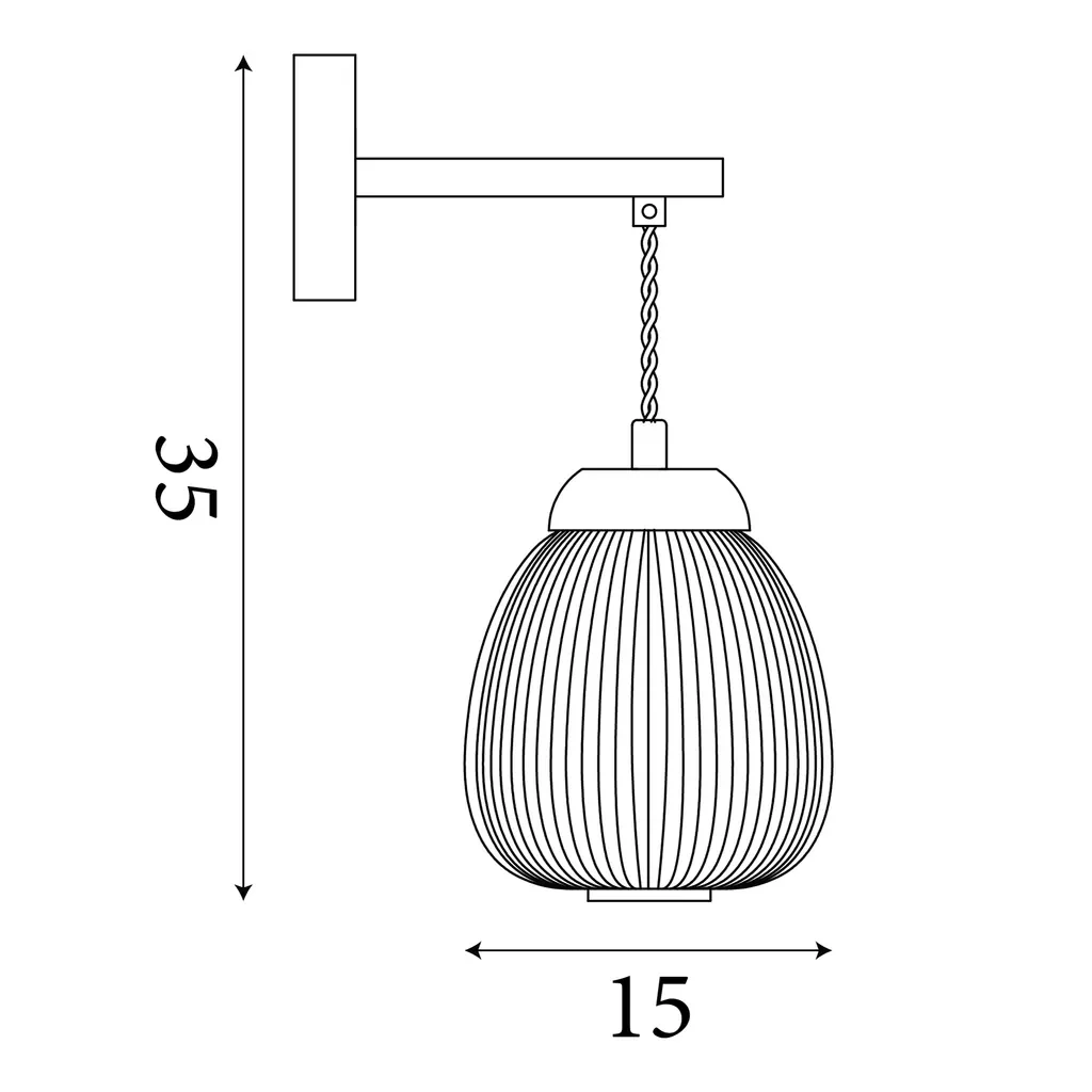 Ella Wall light - Brass Metal, Wood & Opal Ribbed Glass - Image 5