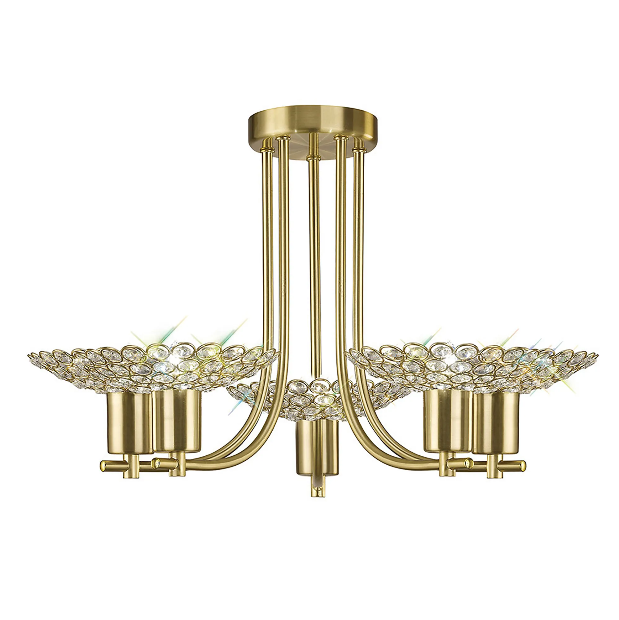 Ellen Semi Ceiling 3/5Lt G9 Satin Nickel & Crystal/Satin Brass & Crystal - Image 12