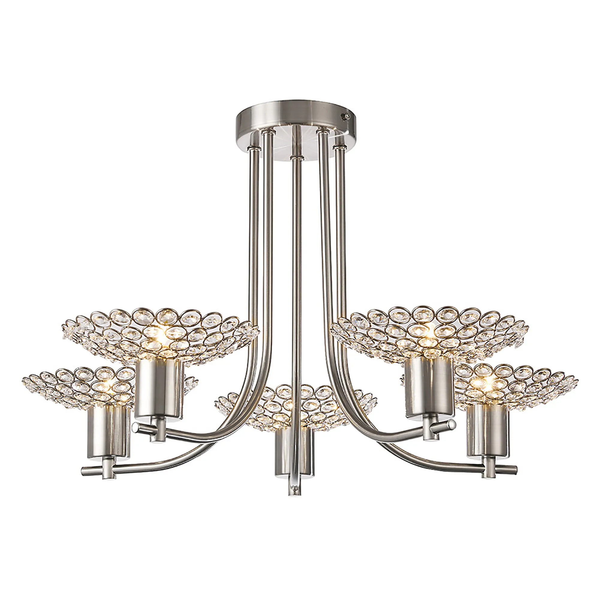 Ellen Semi Ceiling 3/5Lt G9 Satin Nickel & Crystal/Satin Brass & Crystal - Image 13