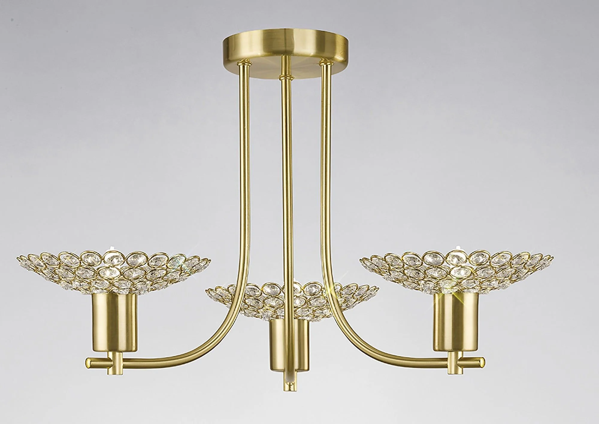Ellen Semi Ceiling 3/5Lt G9 Satin Nickel & Crystal/Satin Brass & Crystal - Image 2