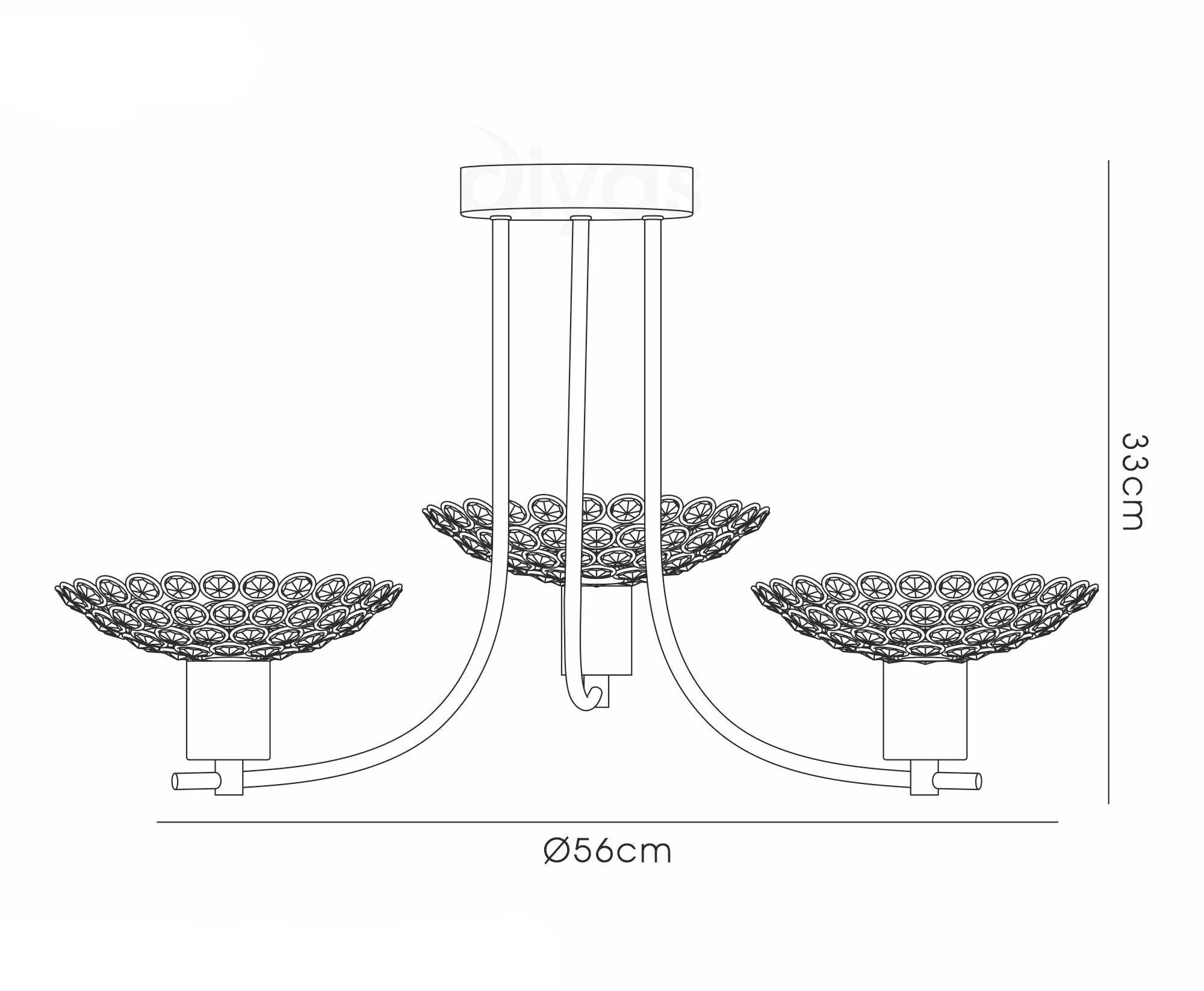 Ellen Semi Ceiling 3/5Lt G9 Satin Nickel & Crystal/Satin Brass & Crystal - Image 3