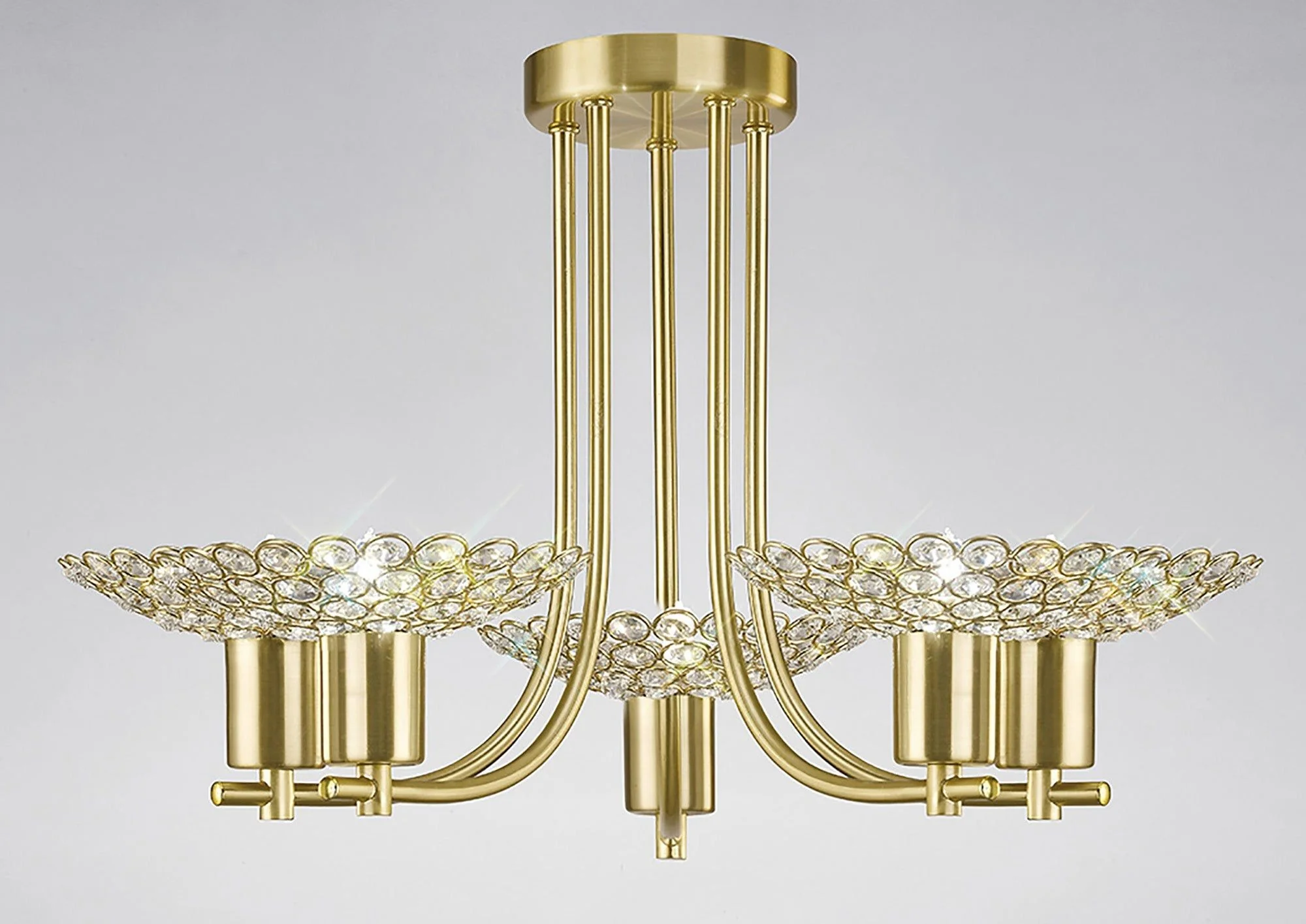 Ellen Semi Ceiling 3/5Lt G9 Satin Nickel & Crystal/Satin Brass & Crystal - Image 4