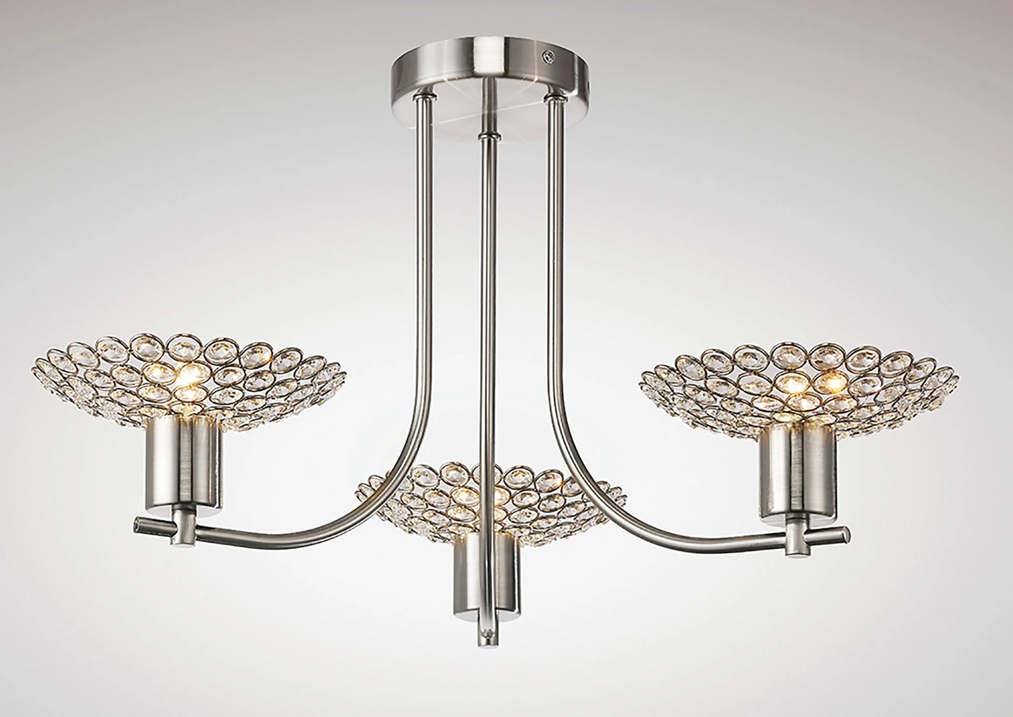 Ellen Semi Ceiling 3/5Lt G9 Satin Nickel & Crystal/Satin Brass & Crystal - Image 9