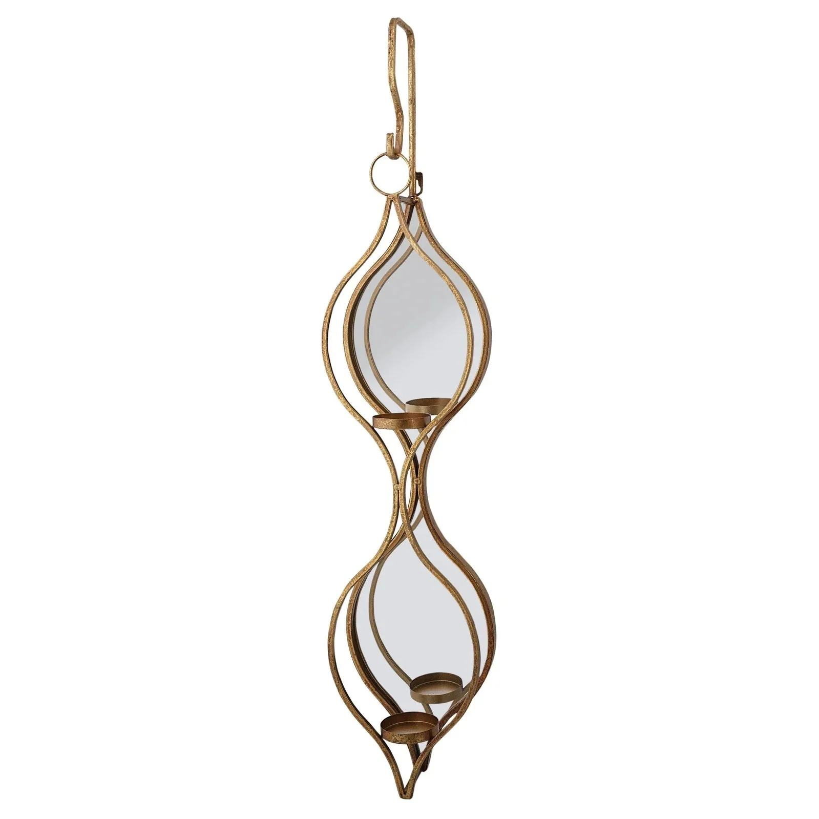 Ellie Mirrored Candle Holder Single/Double/Triple - Gold Finish - Image 2