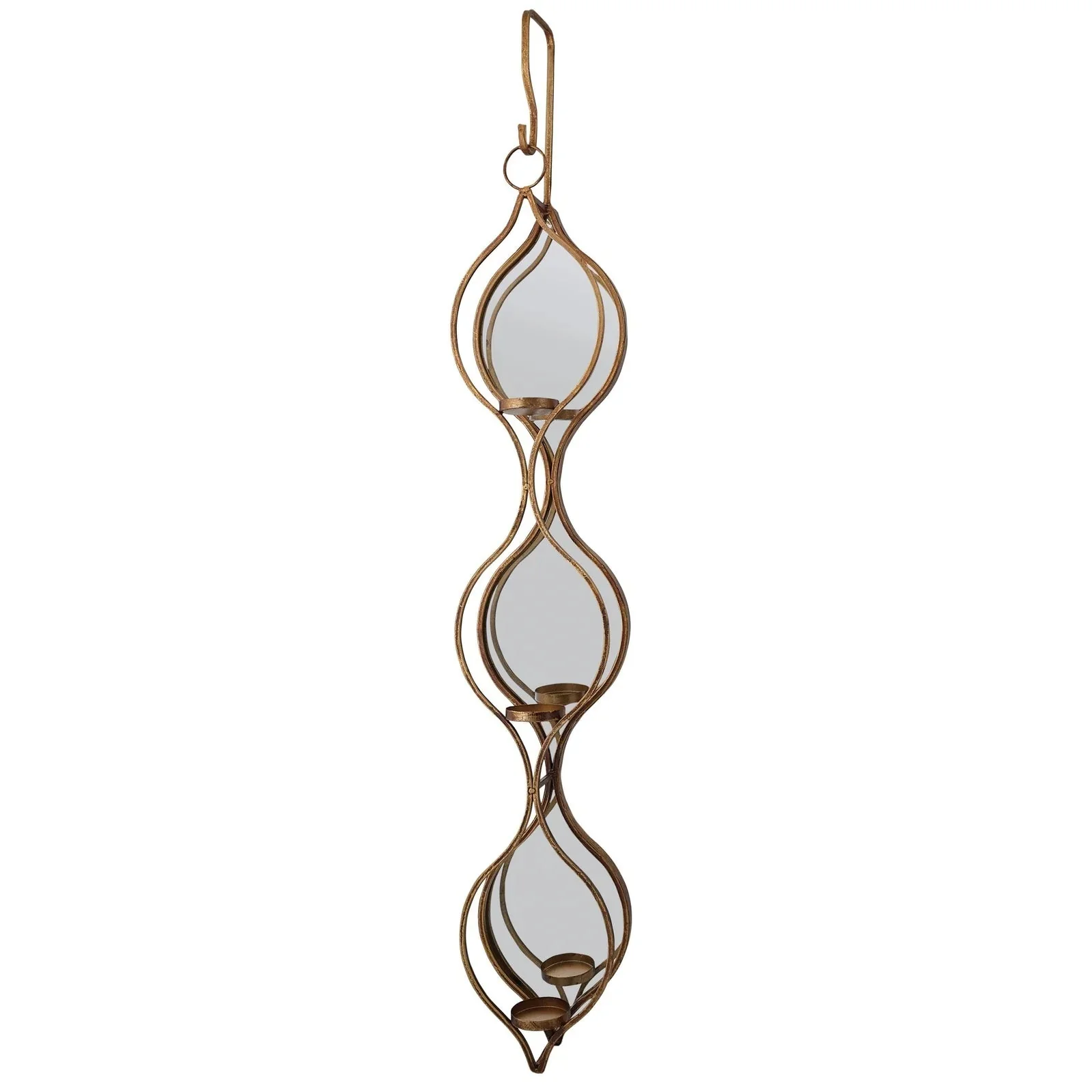 Ellie Mirrored Candle Holder Single/Double/Triple - Gold Finish - Image 3