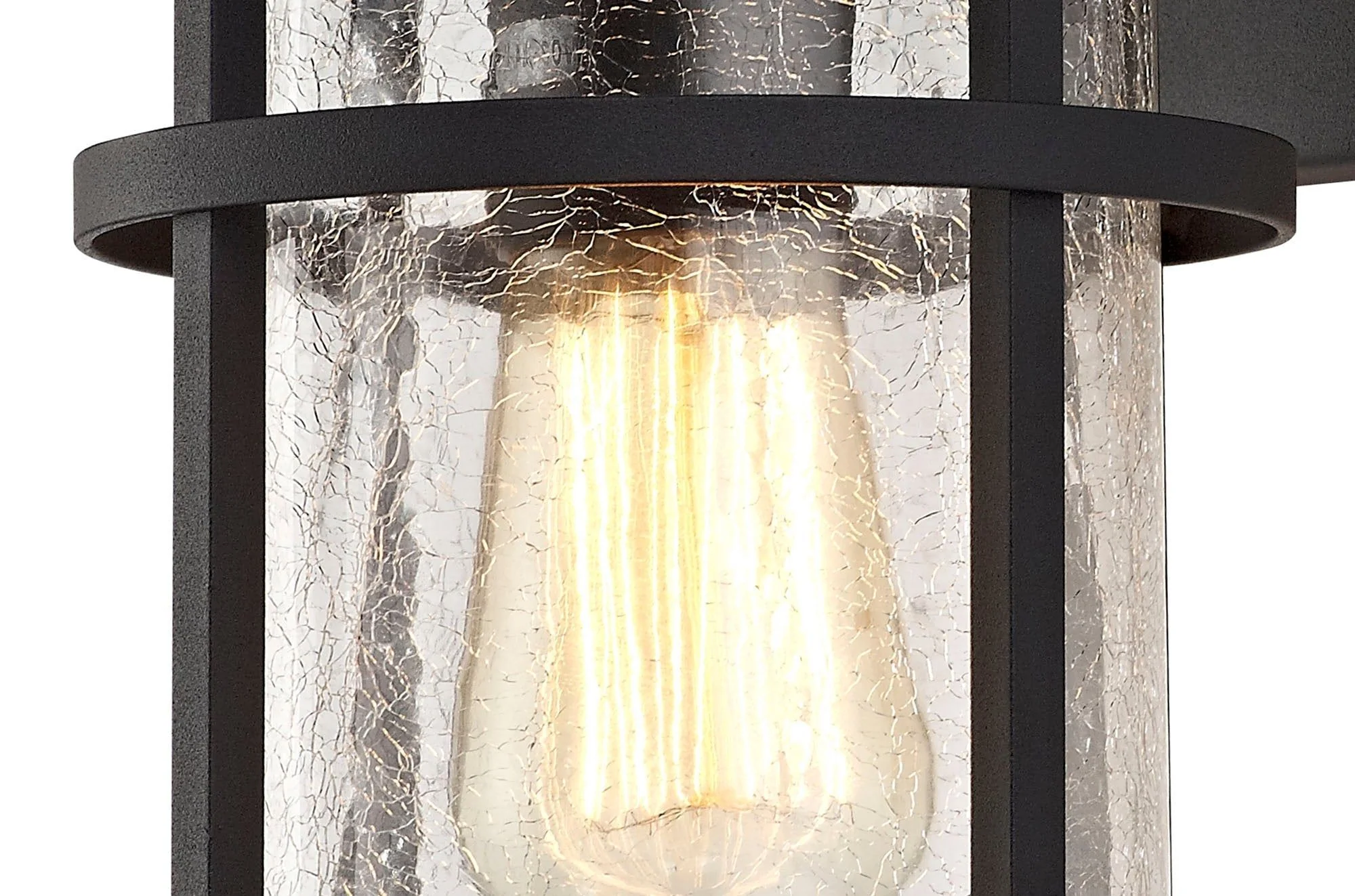Elliot Wall Lamp, 1 x E27, Black/Clear Crackled Glass, IP54, 2yrs Warranty - Image 2