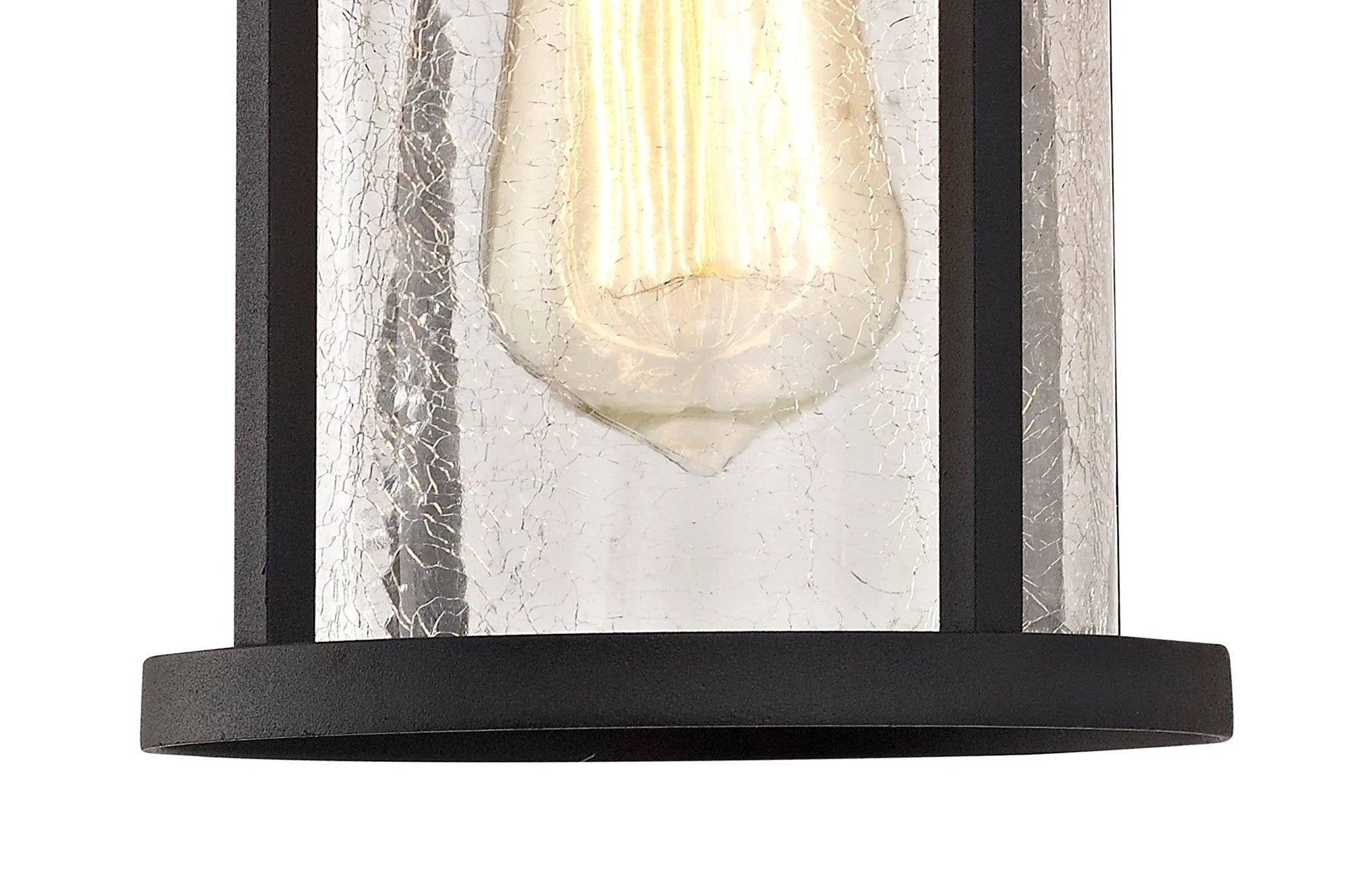 Elliot Wall Lamp, 1 x E27, Black/Clear Crackled Glass, IP54, 2yrs Warranty - Image 3