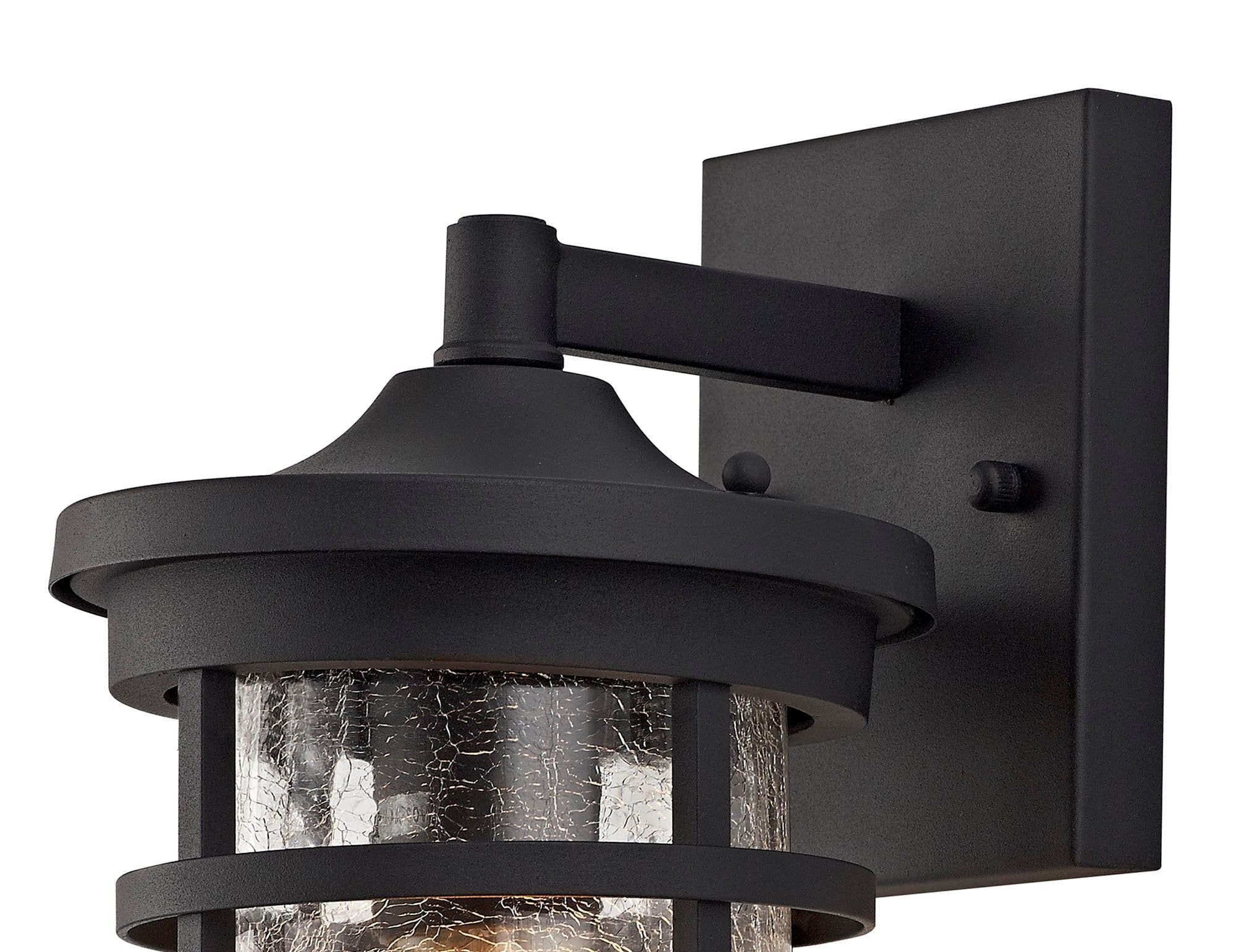 Elliot Wall Lamp, 1 x E27, Black/Clear Crackled Glass, IP54, 2yrs Warranty - Image 4