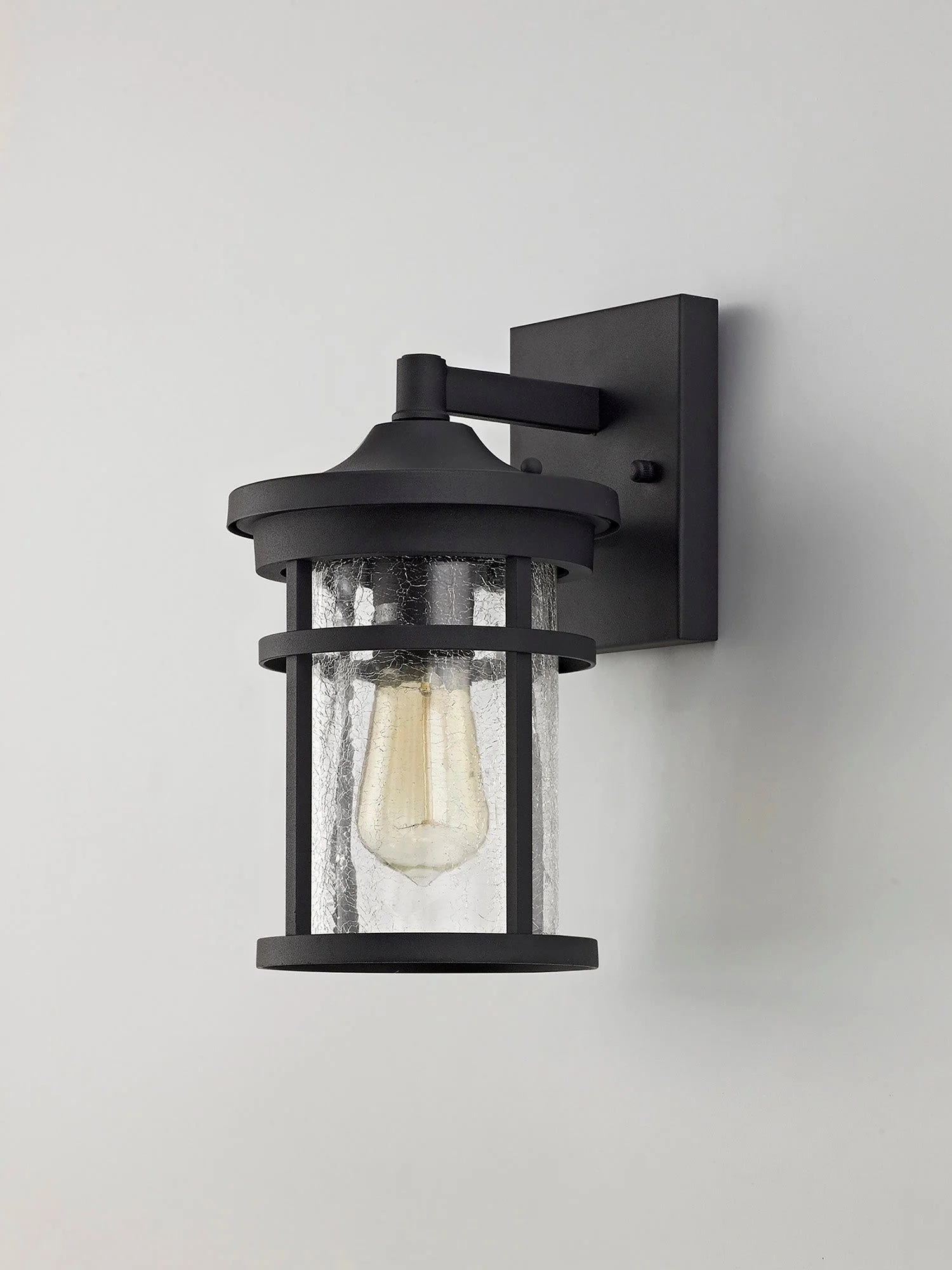 Elliot Wall Lamp, 1 x E27, Black/Clear Crackled Glass, IP54, 2yrs Warranty - Image 5