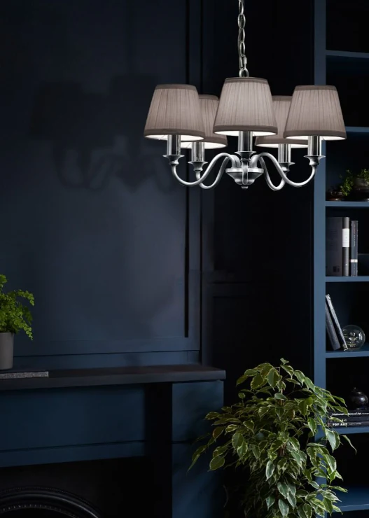 Ellis 5Lt Multi-Arm Pendant - Ivory with Shades - Image 10