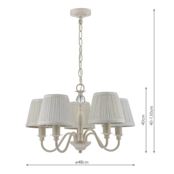 Ellis 5Lt Multi-Arm Pendant - Ivory with Shades - Image 3
