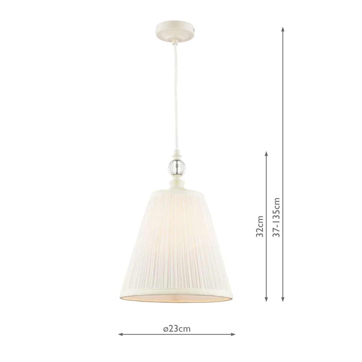 Ellis Pendant Satin Cream and Crystal With Shade - Image 5