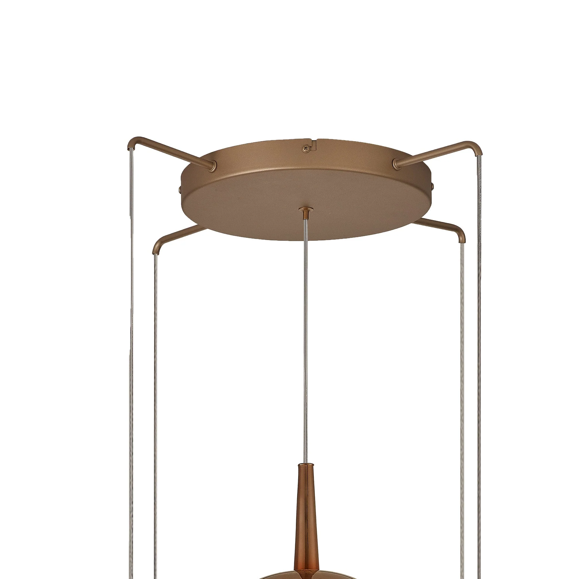 Elsa Pendant With Mixed Shades, 5 Light E27, Clear/Chrome/Bronze/Copper Glass With Frosted Inner Cone, Gold Frame - Image 4