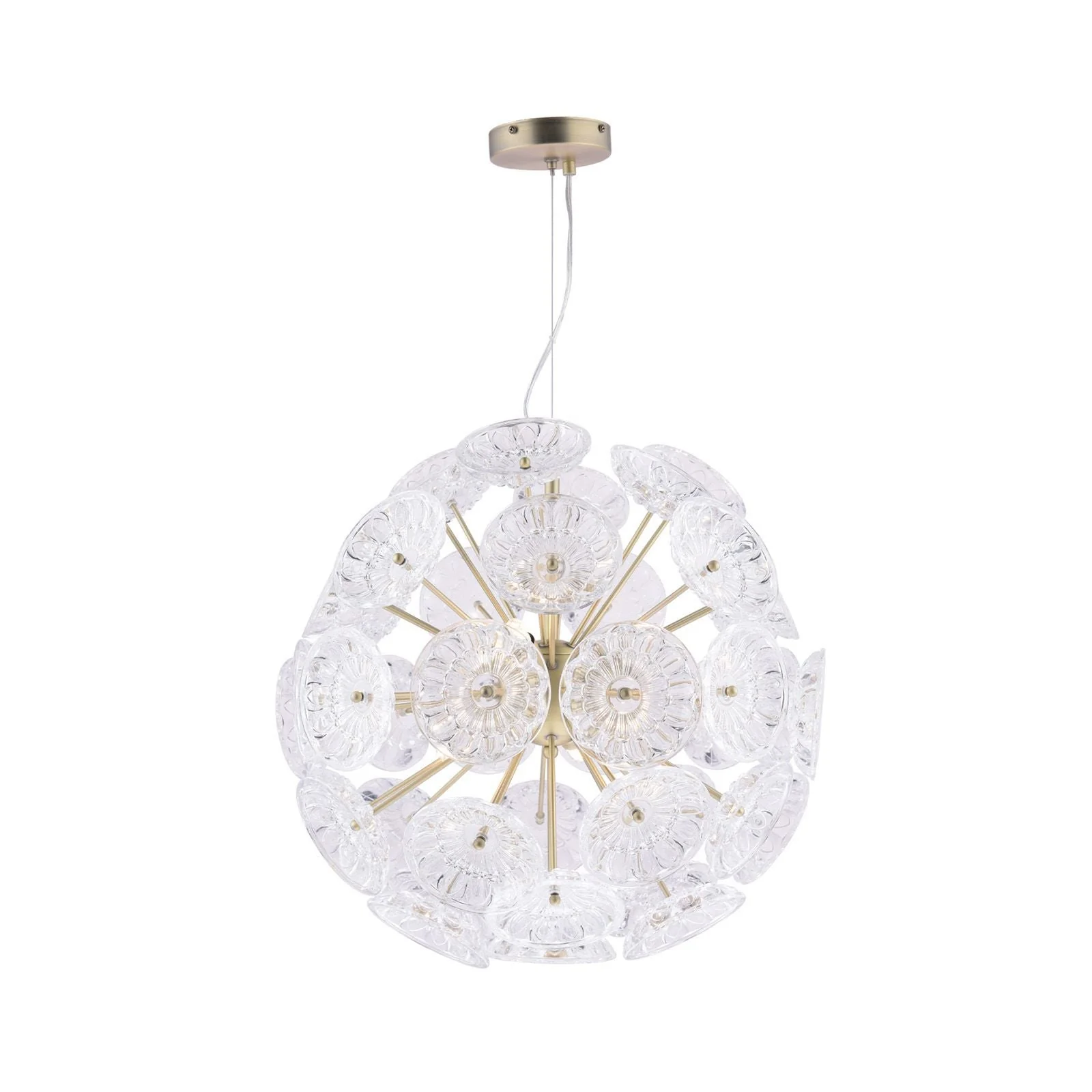 Elwick 6 Light Pendant Textured Glass & Antique Brass - Image 2