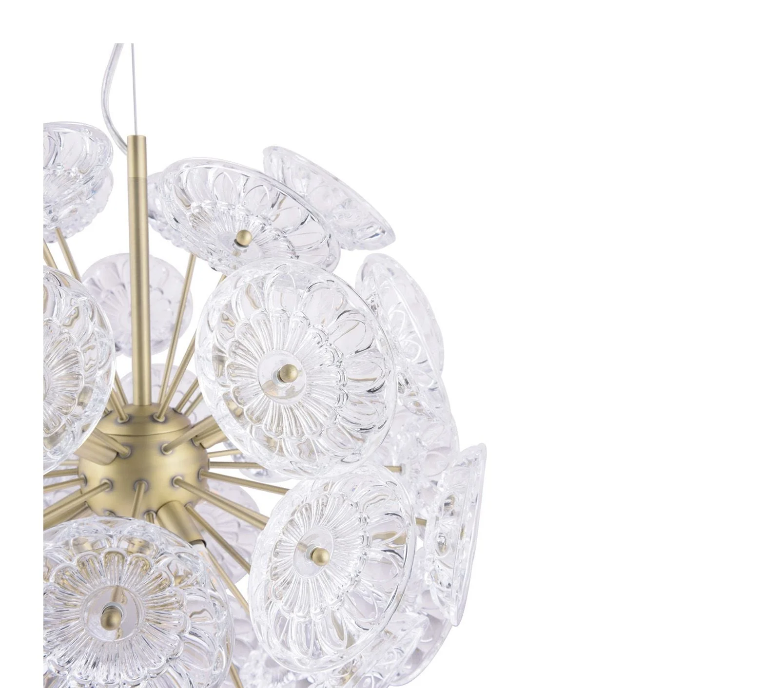 Elwick 6 Light Pendant Textured Glass & Antique Brass - Image 4