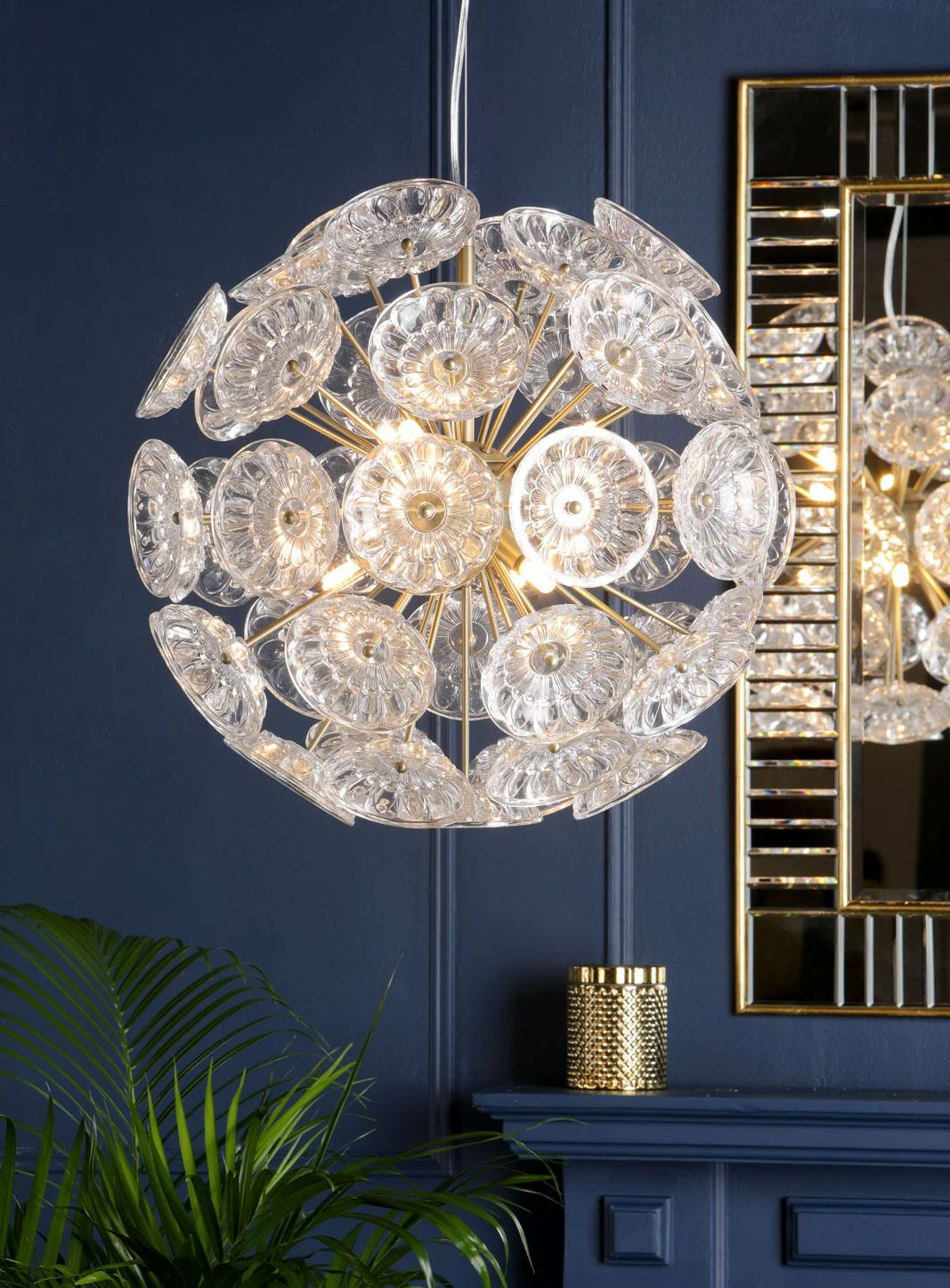 Elwick 6 Light Pendant Textured Glass & Antique Brass - Image 5