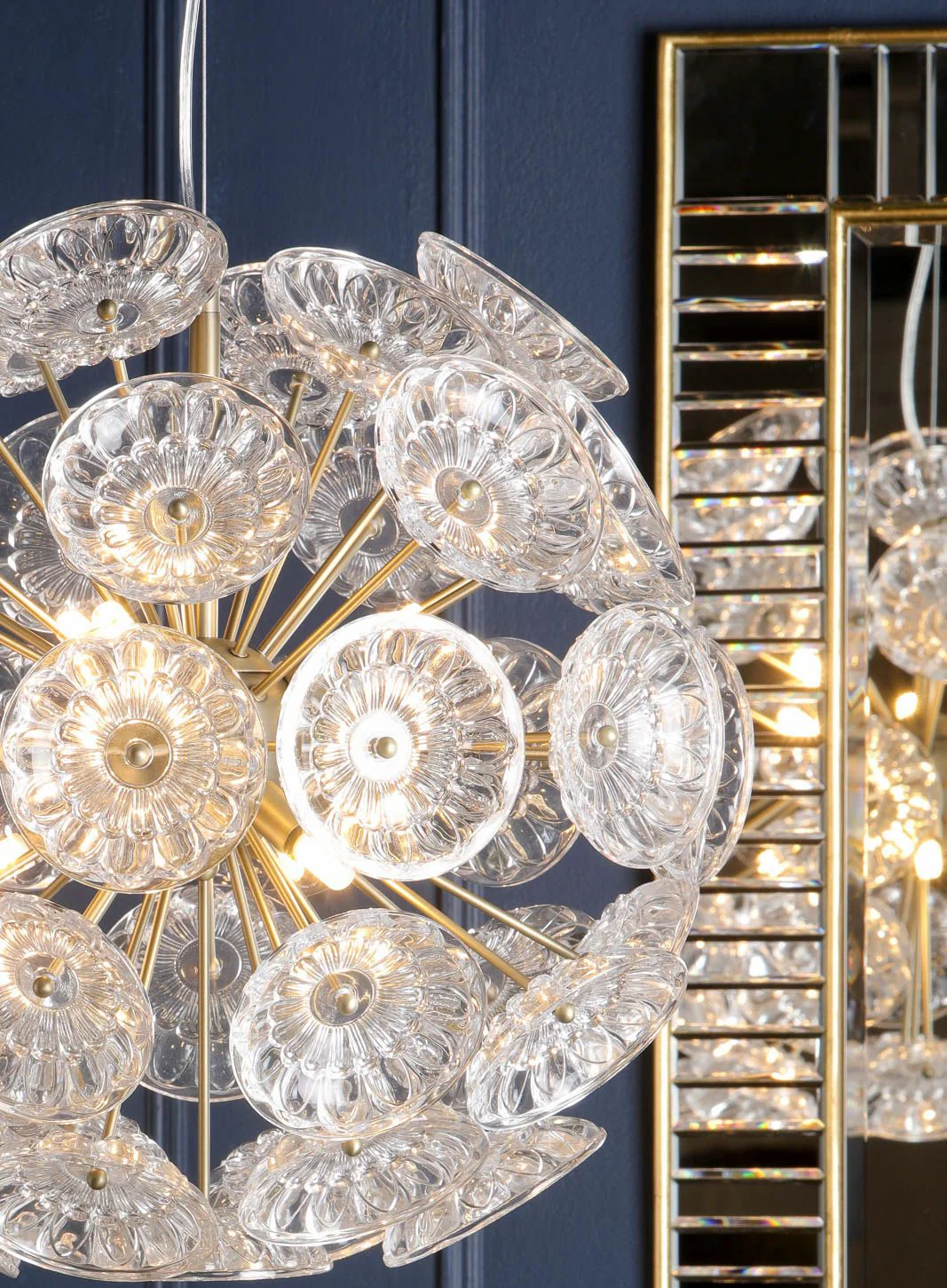 Elwick 6 Light Pendant Textured Glass & Antique Brass - Image 7