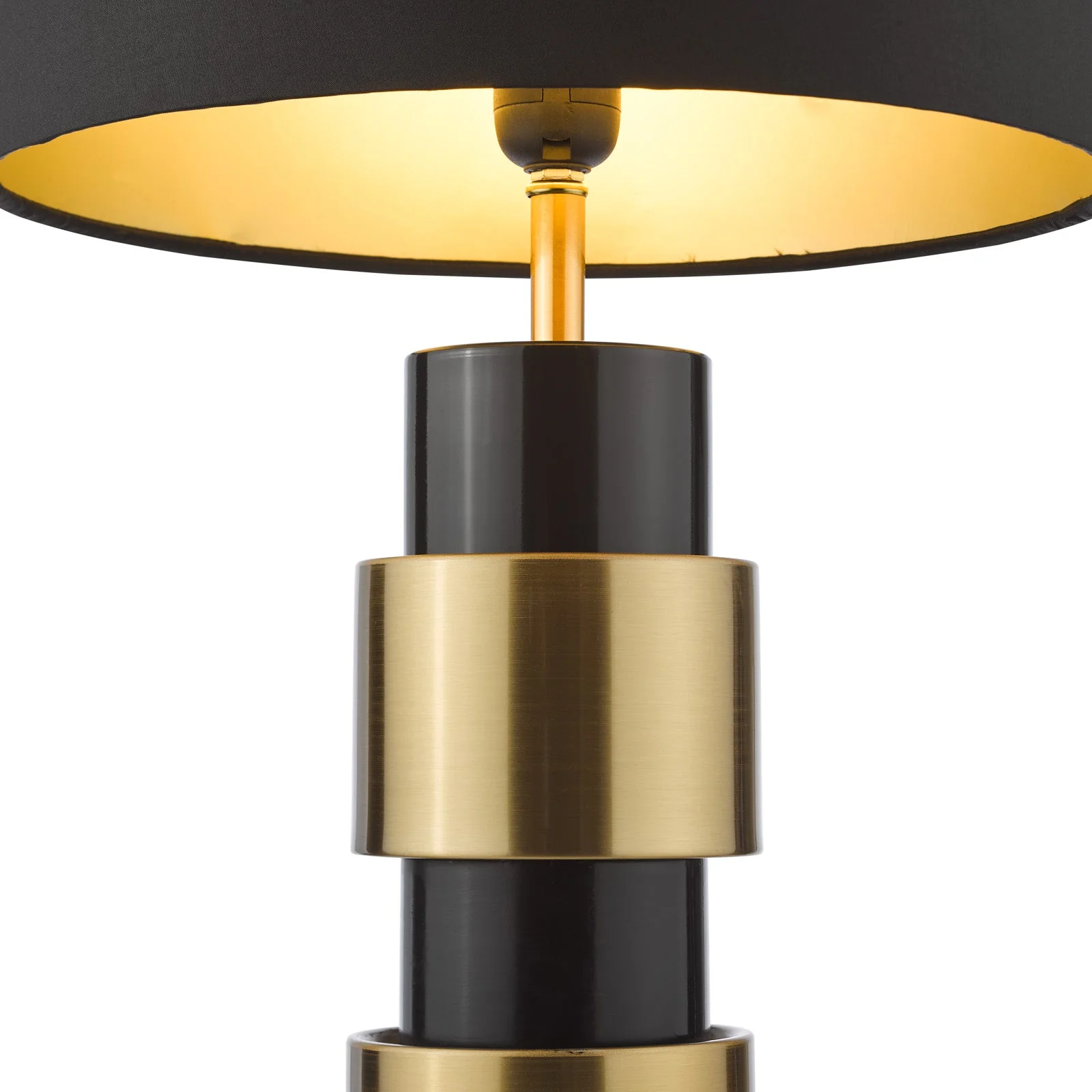 Elwyn Table Lamp Satin Gold and Satin Black With Shade E27 - Image 3
