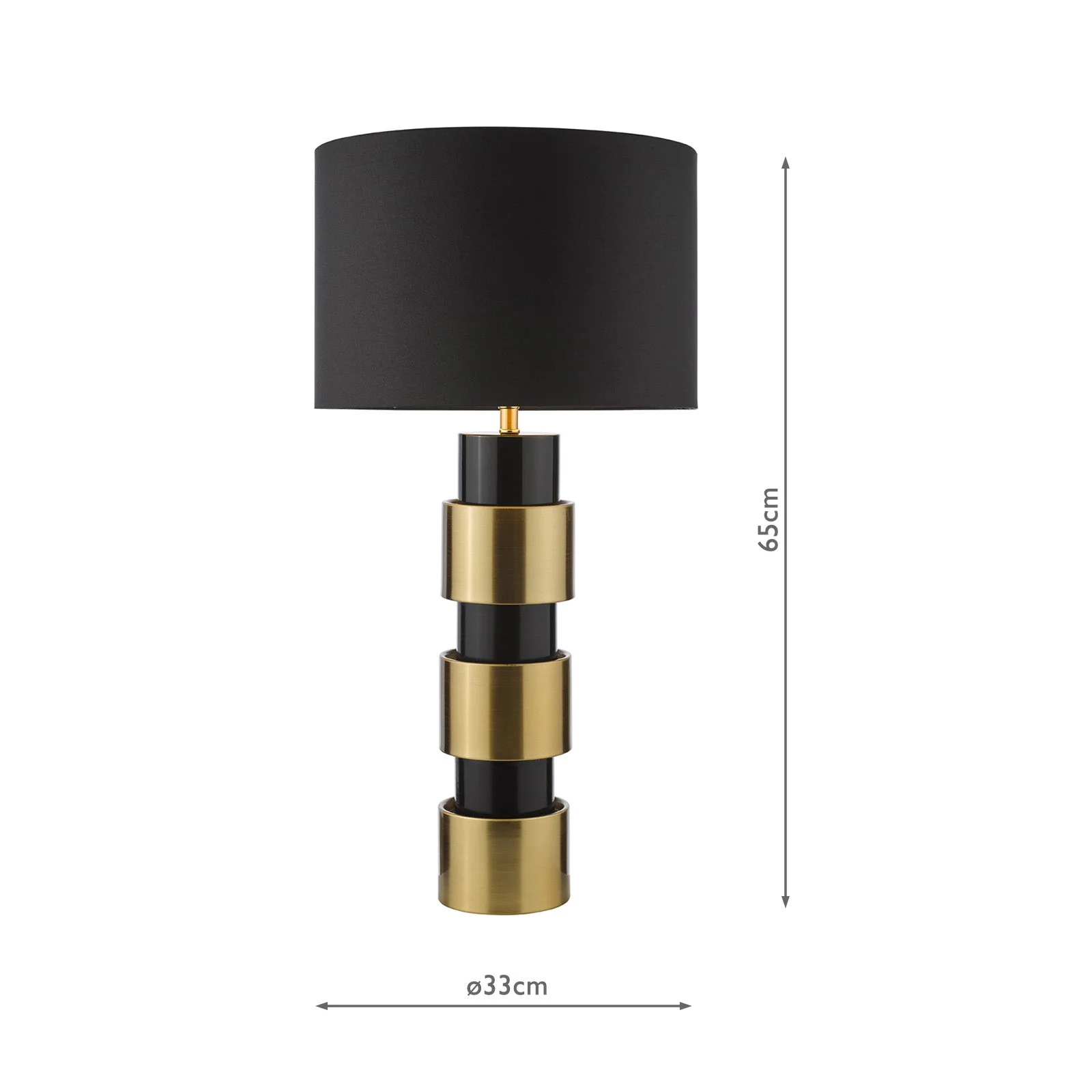 Elwyn Table Lamp Satin Gold and Satin Black With Shade E27 - Image 7