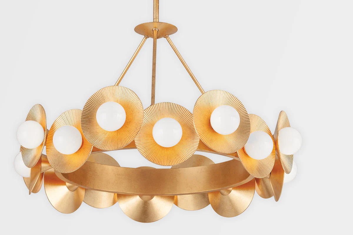 Emerald 16Lt Chandelier - Gold Leaf - Image 2