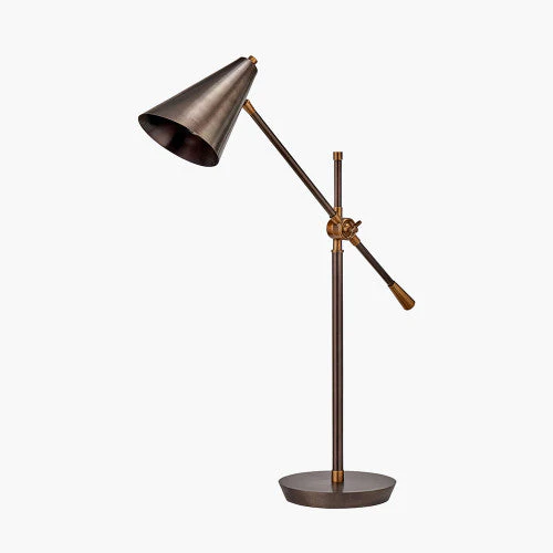 Emiliano Antique Bronze and Antique Brass Adjustable Task Table Lamp - Image 2