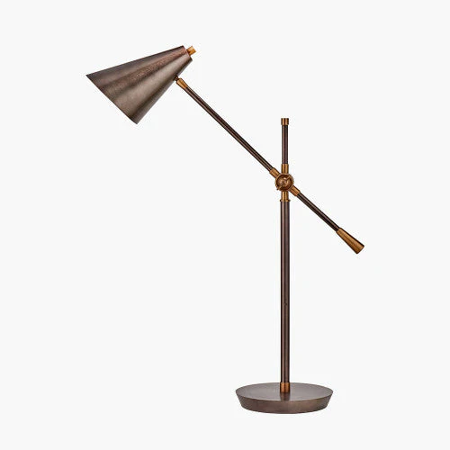 Emiliano Antique Bronze and Antique Brass Adjustable Task Table Lamp - Image 4