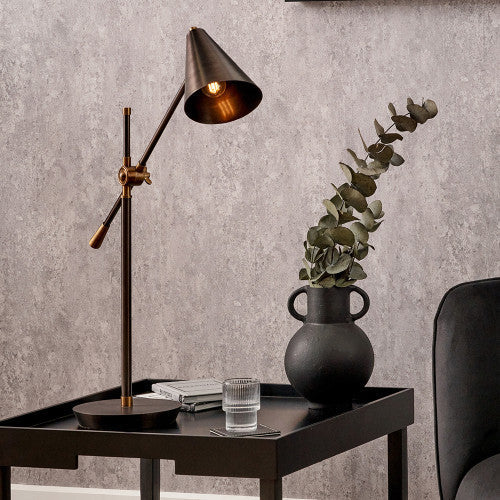 Emiliano Antique Bronze and Antique Brass Adjustable Task Table Lamp - Image 5
