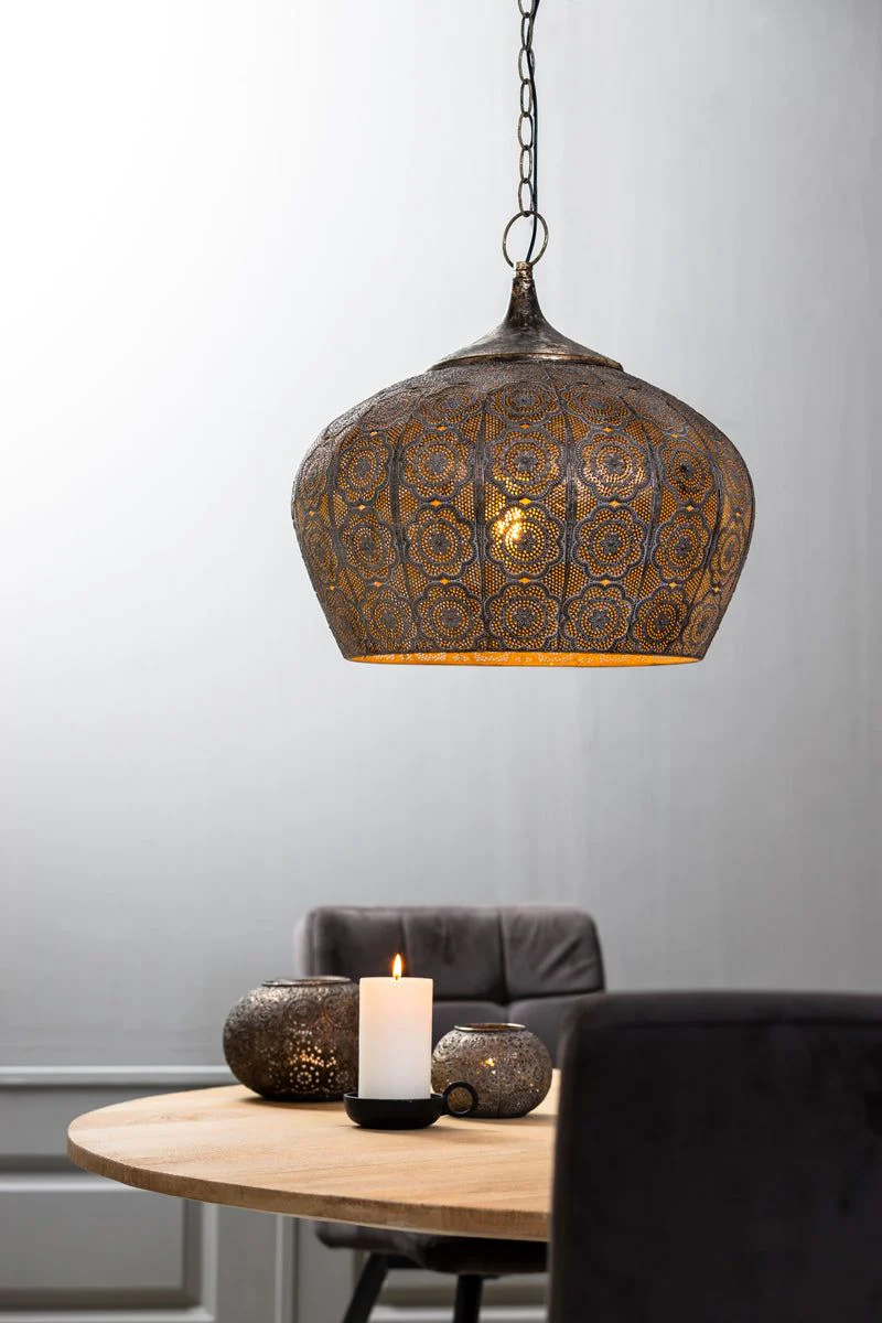 Emine Medium/Large Hanging Lamp - Brown Gold Finish - Image 3