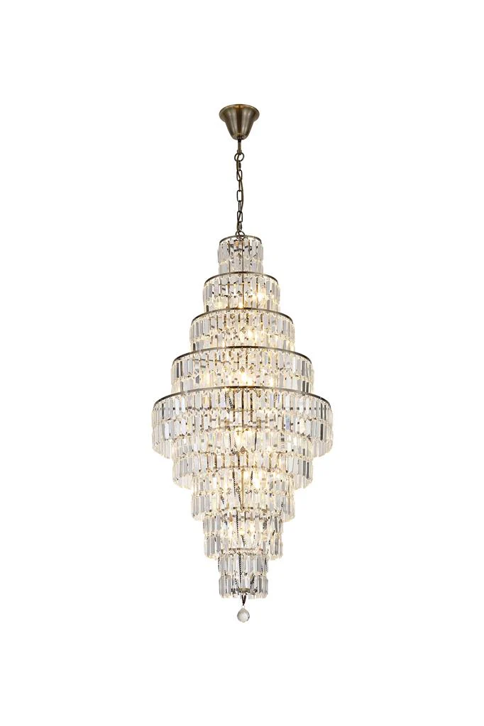 Empire 13Lt Crystal Ceiling Light - Chrome/Brass Finish - Image 11