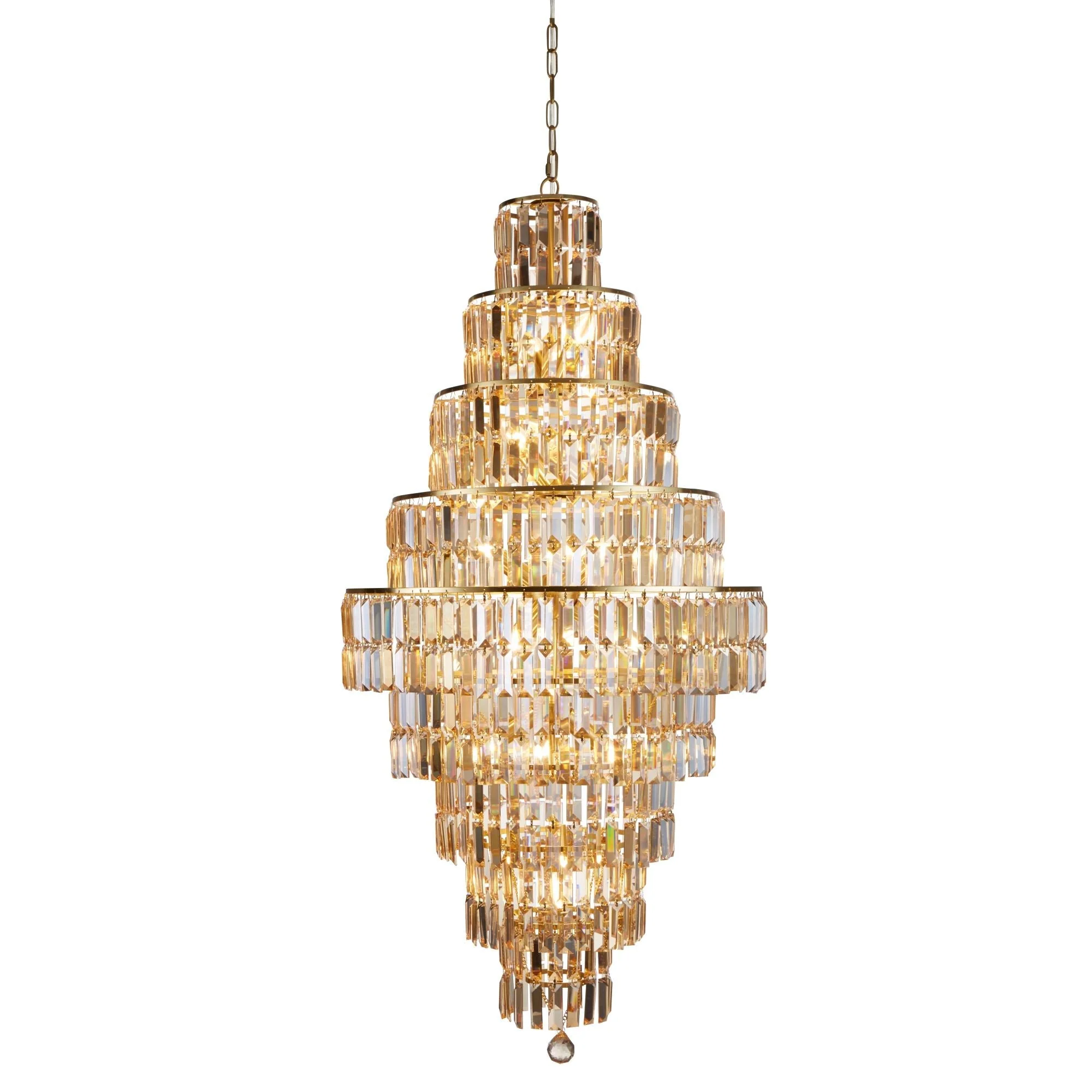 Empire 13Lt Crystal Ceiling Light - Chrome/Brass Finish - Image 8