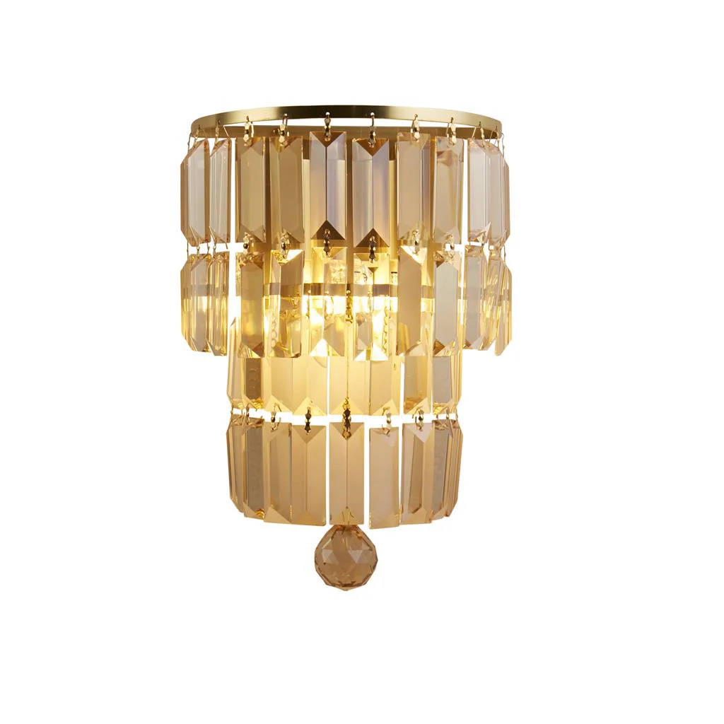 Empire 2Lt Crystal Wall Light - Brass/Chrome - Image 5
