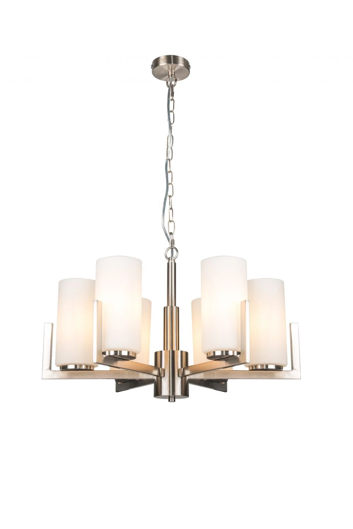 Empire 6 Light Ceiling Light - Satin Chrome / Brushed Bronze - Image 2