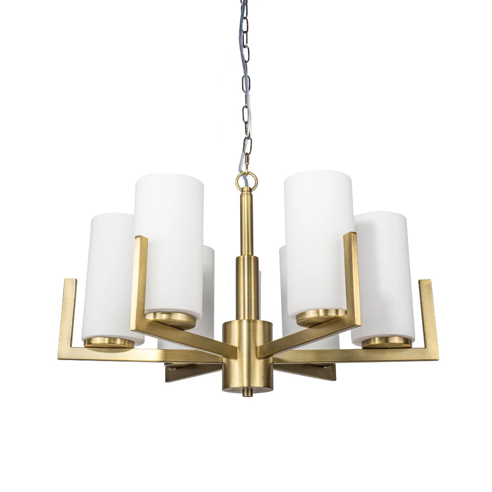 Empire 6 Light Ceiling Light - Satin Chrome / Brushed Bronze - Image 5