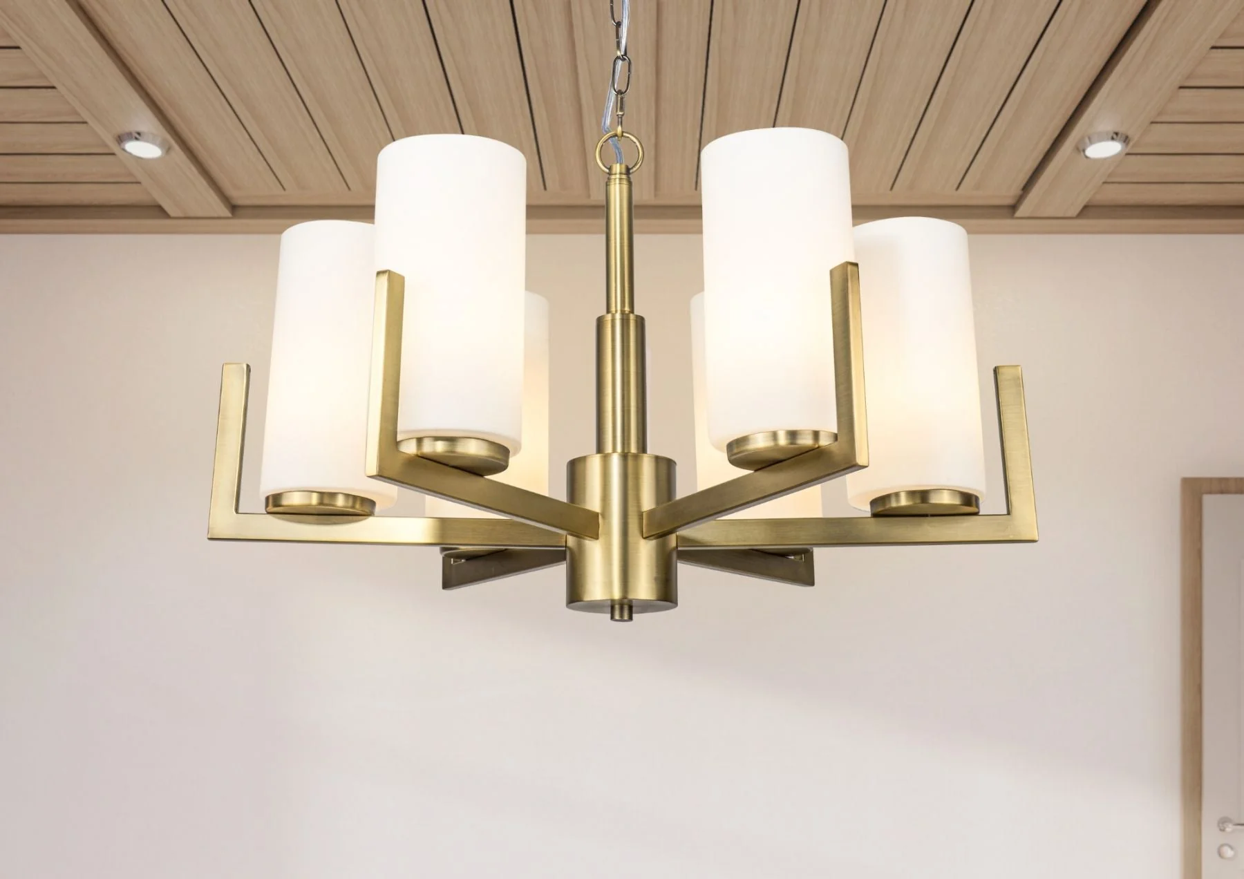 Empire 6 Light Ceiling Light - Satin Chrome / Brushed Bronze - Image 6